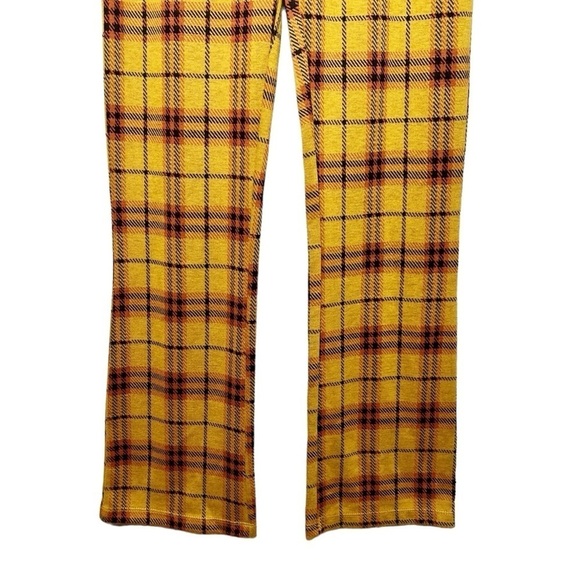 Urban Outfitters Bryn Yellow Orange Pull On Plaid Flare Women’s Pants Sz XS - Picture 6 of 11